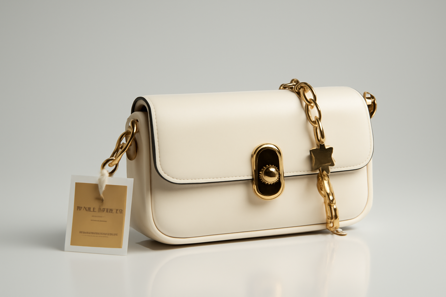 Cream Star Chain Bag
